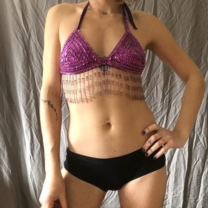 Hand Beaded and Sequinned Bikini Top